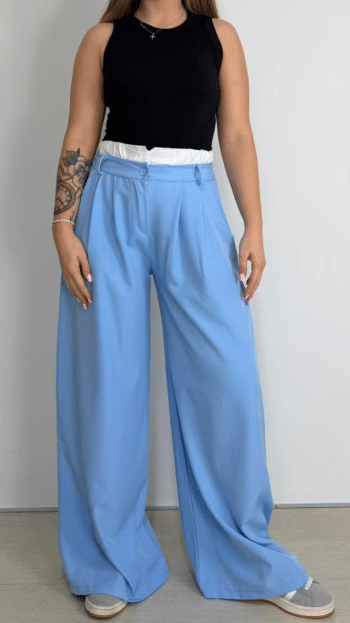 Koko trousers with two-tone belt and elasticated waistband